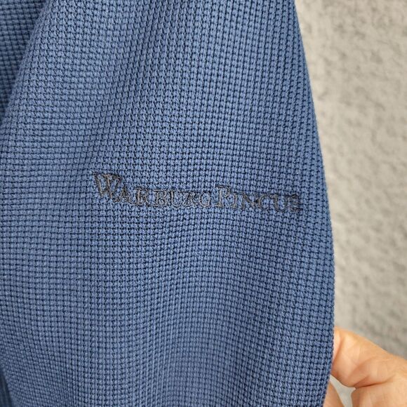 Spyder Waffle Fleece Quarter Zip Pullover Medium Blue Black Athletic Stretch Top - Picture 3 of 16